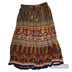Ana & Kate Multicolored Bohemian Long Skirt With Elastic Fitted Waist Women's Si